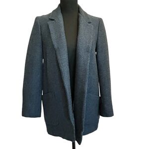 Zara navy blue knit open front blazer pockets Sz S